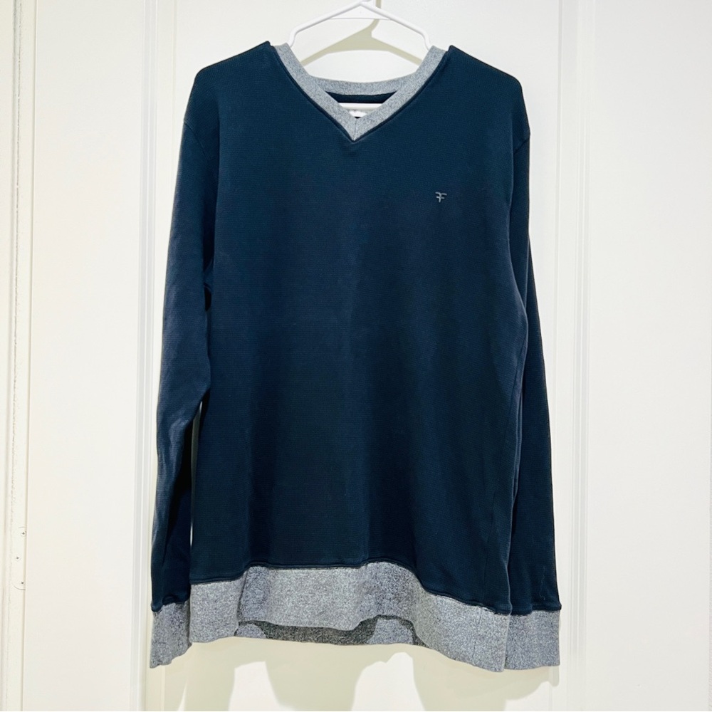 Five Four Long Sleeve Size XL black Grey 100% Cotton sweater V Neck Line